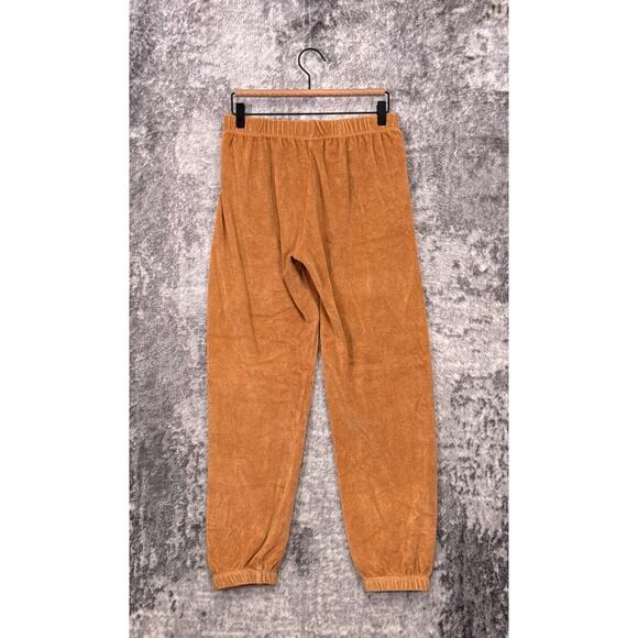 Donni Pants Small Womens Brown Terry Henley Pull On Jogger Sweatpants - Picture 2 of 6